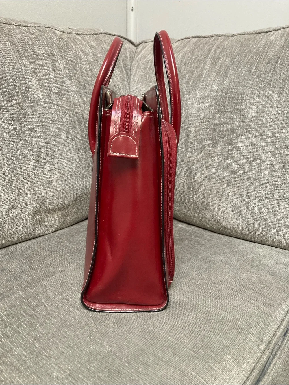Women's McKlein Burgundy Leather Laptop Tote Bag - Structured Work Bag